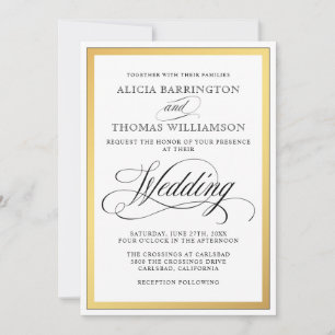 Elegante guión florece la invitación a la boda