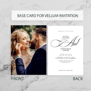 Elegante guión foto foto tarjeta base boda blanco 
