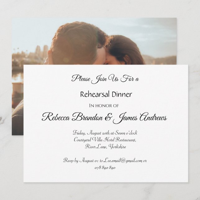 Elegante guión fotográfico ensayo invitación a cen (Anverso / Reverso)