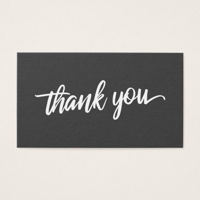 Elegante Guión Gracias Boda Favor Gris Oscuro (Frente)