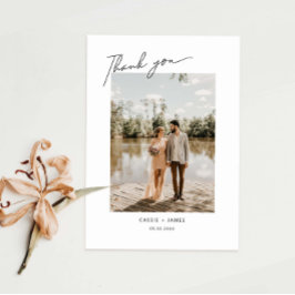 Elegante guión Gracias tarjeta de foto Boda