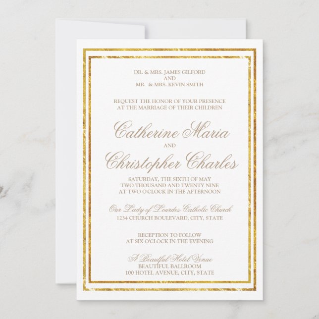 Elegante guión Invitación a la boda de la frontera (Anverso)