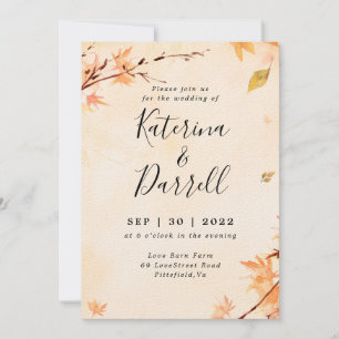 Elegante guión Invitación a la boda de otoño