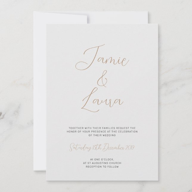 Elegante guión Invitación a la boda gris (Anverso)