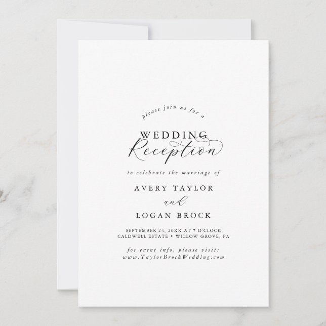 Elegante guión Invitación a la recepción de boda (Anverso)