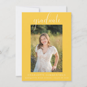 Elegante guión Invitación de graduación amarilla