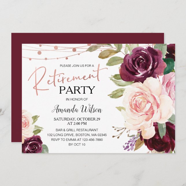 Elegante guión Invitación Fiesta de retiro de Borg (Anverso / Reverso)