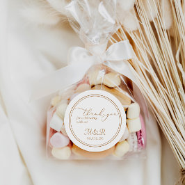 Elegante Guión Minimalista De Oro Gracias Pegatina