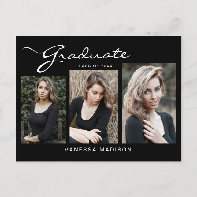 Elegante guión moderno | 3 Invitación de Photo Gra (Anverso)