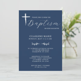 Elegante guión moderno Bautismo Azul Invitación
