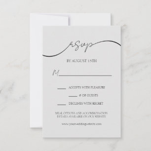 Elegante guión moderno Boda gris claro tarjeta RSV