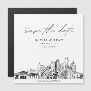 Elegante guión moderno Detroit Guardar el imán de 