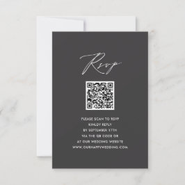 Elegante guión moderno Gris simple Boda QR RSVP