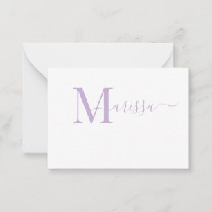 Elegante Guión Moderno Purple Monograma Nota Ca