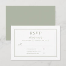 Elegante guión moderno Sage Green Wedding RSVP Car