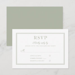 Elegante guión moderno Sage Green Wedding RSVP Car