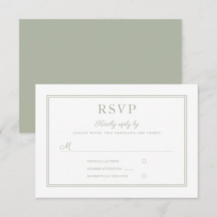 Elegante guión moderno Sage Green Wedding RSVP Car