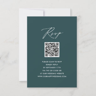 Elegante Guión Moderno Verde Simple Boda QR RSVP