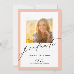 Elegante guion naranja claro 2 foto graduación