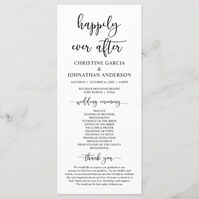 Elegante guión negro, nuestro programa de ceremoni (Anverso)