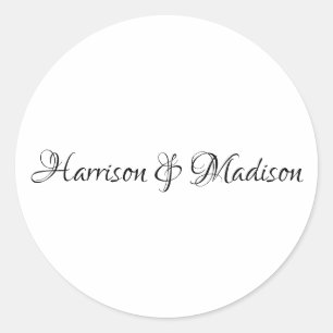 Elegante guión negro pegatinas de favores de boda