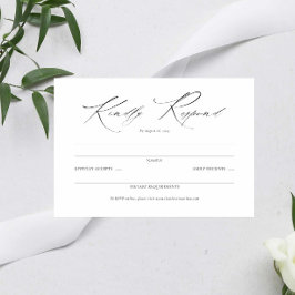 Elegante guión negro y blanco Boda simple RSVP