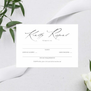 Elegante guión negro y blanco Boda simple RSVP
