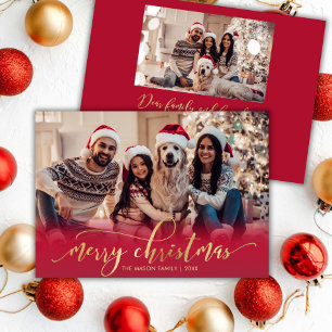 Elegante guión oro guión rojo 2 foto Navidad
