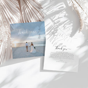 Elegante guión plano Nota Boda Gracias tarjeta