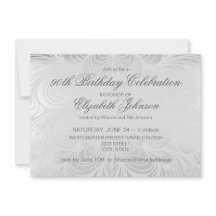 Elegante guión plateado 90 cumpleaños invitación