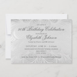 Elegante guión plateado 90 cumpleaños invitación