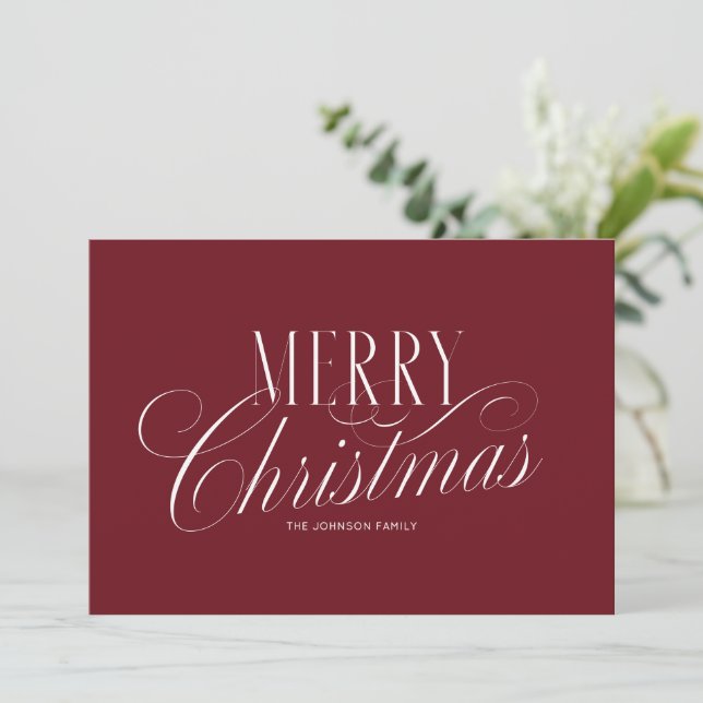 Elegante guión rojo de Feliz Navidad (Anverso de pie)