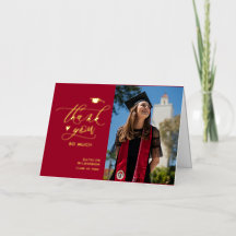 Elegante guión rojo Minimalista Graduación Agradec