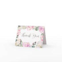 Elegante Guión Rosa Floral Boda Agradecimiento