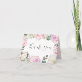 Elegante Guión Rosa Floral Boda Agradecimiento