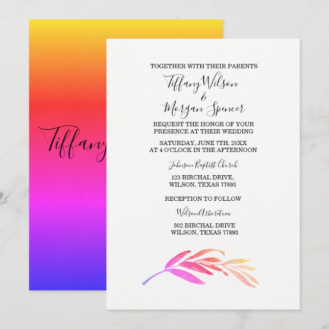 Elegante Guión Simple Invitación a la boda del mis (Anverso / Reverso)