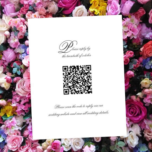 Elegante guión simple QR Código Boda RSVP Tarjeta (Subido por el creador)
