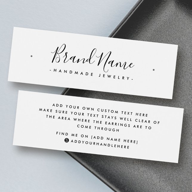 Elegante guión tarjeta de visualización mínima de  (Elegant script minimal stud earring display card)