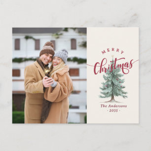 Elegante guión vintage de Feliz Navidad árbol foto