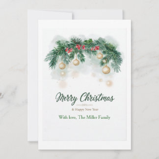 Elegante guirnalda de pino Feliz Navidad Familia p
