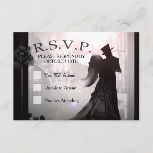 Elegante Halloween Tarjeta RSVP de silueta 3x5