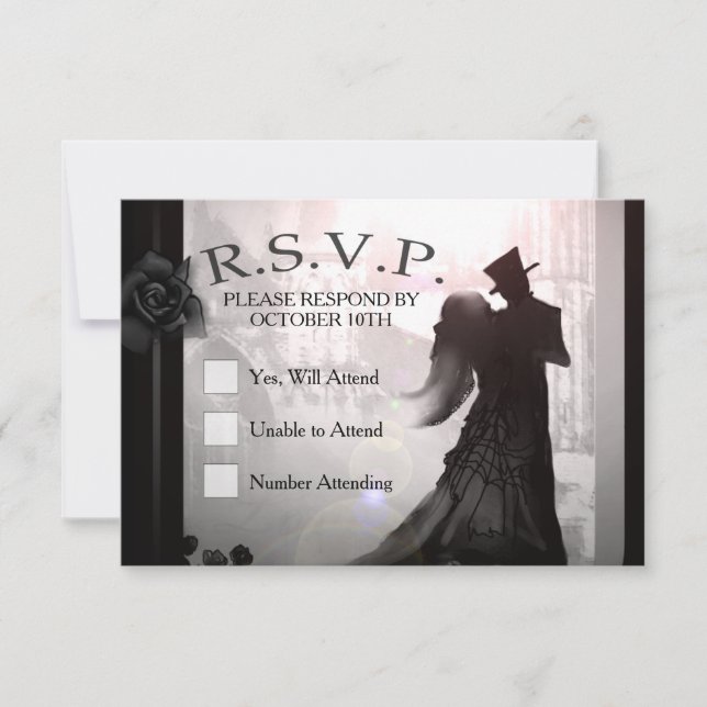 Elegante Halloween Tarjeta RSVP de silueta 3x5 (Anverso)