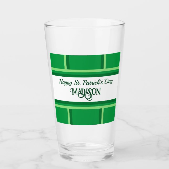 Elegante Happy St. Patrick's Day Custom Name Green (Anverso)