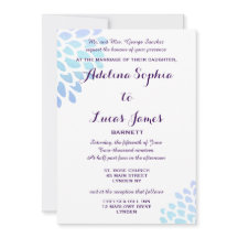 Elegante hidrangea azul invitación a la boda forma