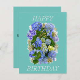 ELEGANTE HIDRANGEA AZUL Y BLANCA FELIZ CUMPLEAÑOS