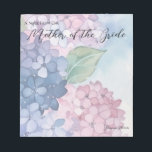 Elegante Hidrangea Madre Del Bloc De Notas De Novi<br><div class="desc">Organizar planes para el día de bodas con nuestra elegante Hydrangea Madre del Bloc de notas de la novia. Este hermoso bloc de notas presenta un delicado diseño de hidrangea, perfecto para notas, listas de tareas pendientes y recordatorios. Su tamaño compacto facilita su transporte, asegurándose de que siempre esté a...</div>