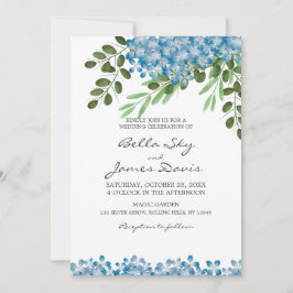 Elegante hidrángulos azules Invitación a la boda