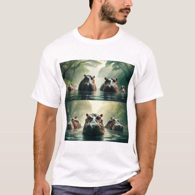 Elegante hipopótamo Imprimir camiseta (Anverso)