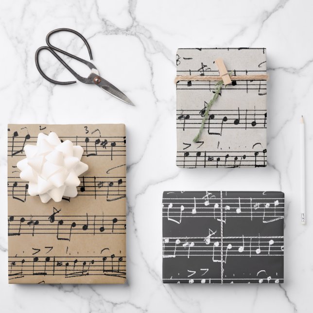 Elegante hoja de escritura a mano de época Notas m (Anverso)