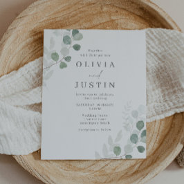 Elegante Hoja Verde En Invitación A La Boda Presup
